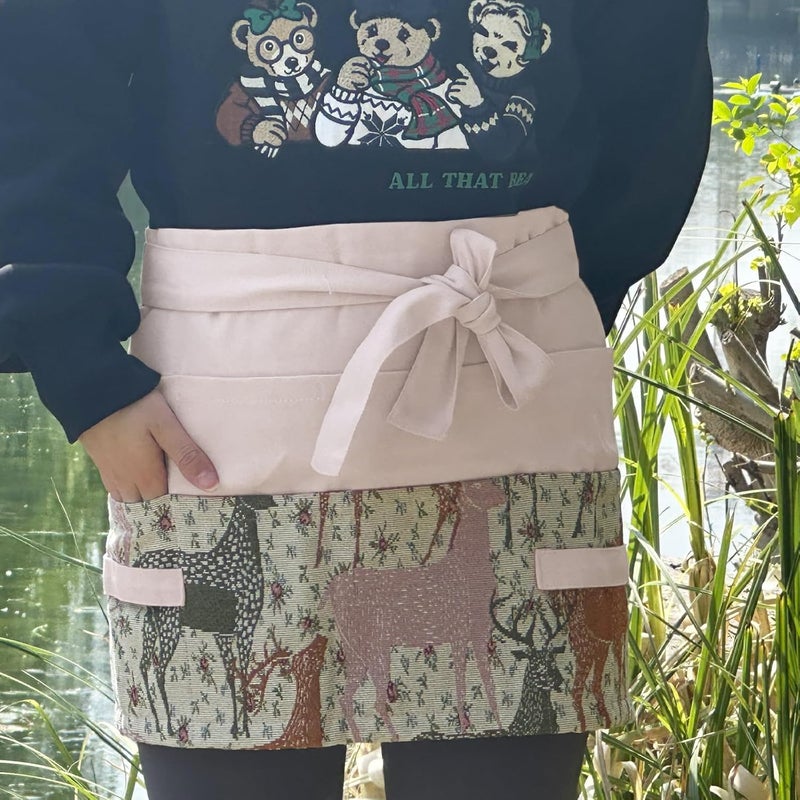 MILCIL Store Garden Apron for Woman, Serve Apron Cute, Flora Half Apron with 8 Pockets, Valentines Gift for Mom Wife Girlfriend - Image 2